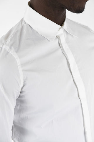 Cotton Slim Fit Spread Collar Shirt