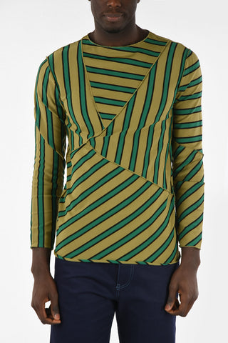 Fabric Striped Crew-Neck Sweater L/S 