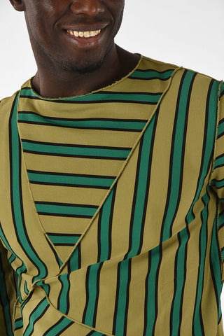 Fabric Striped Crew-Neck Sweater L/S 