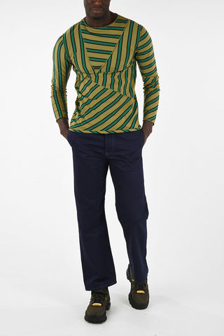 Fabric Striped Crew-Neck Sweater L/S 