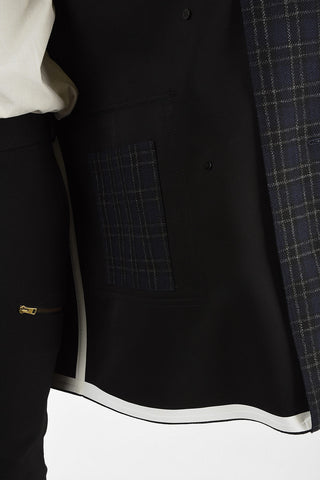 Virgin Wool Checked Double Breasted Coat with Patch Pockets