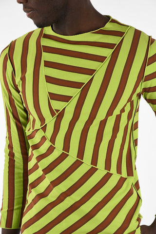 Fabric Striped Crew-Neck Sweater L/S