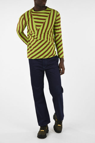 Fabric Striped Crew-Neck Sweater L/S