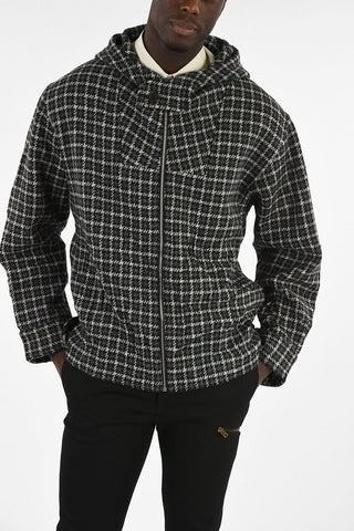 Checked Hoodie Jacket with Zip Closure 