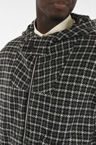 Checked Hoodie Jacket with Zip Closure 