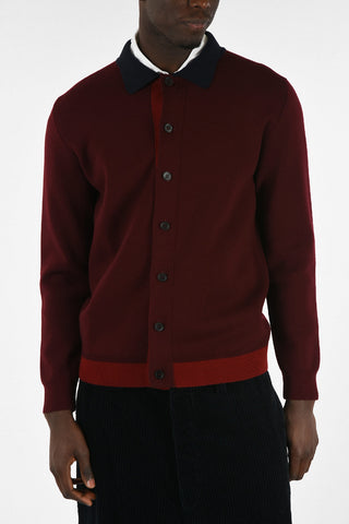 Virgin Wool Cardigan with Collar