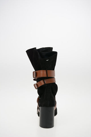 MM22 9cm Suede Leather TABI Boots with Buckles 