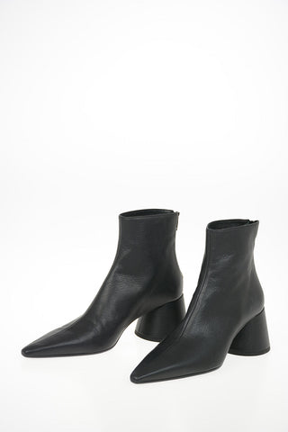 MM6 7cm Textured Leather Ankle Boots