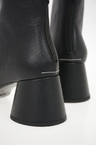 MM6 7cm Textured Leather Ankle Boots