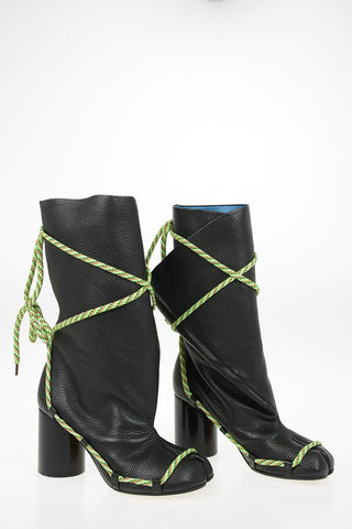 MM22 9cm Textured Leather Boots with Laced