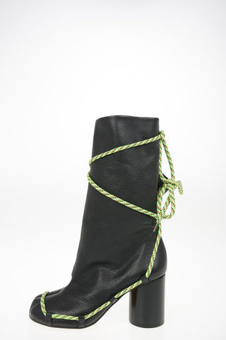 MM22 9cm Textured Leather Boots with Laced