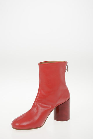 MM22 8cm Leather Booties with Zip Closure