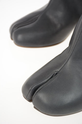 MM22 9cm Leather TABI Booties with Decorative Heel