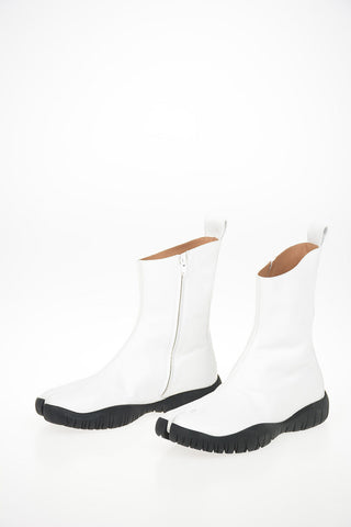 MM22 Leather TABI Booties with Zip Closure