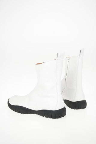 MM22 Leather TABI Booties with Zip Closure