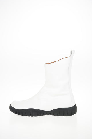 MM22 Leather TABI Booties with Zip Closure