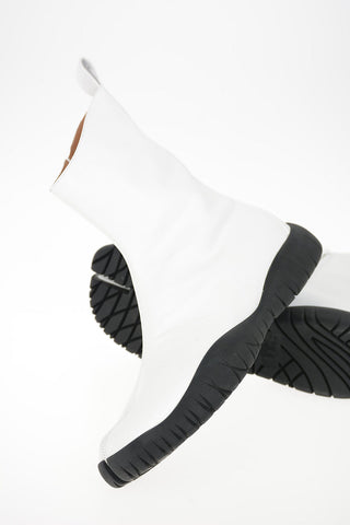 MM22 Leather TABI Booties with Zip Closure