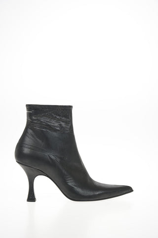 MM6 9cm Leather Ankle Boots with Zip Closure