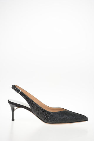 MM22 6cm Satin and Glitter Slingback Pumps