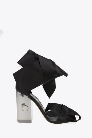 MM22 11cm Satin Ankle Strap Sandal with Plexiglass Heel