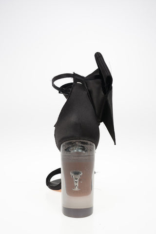 MM22 11cm Satin Ankle Strap Sandal with Plexiglass Heel