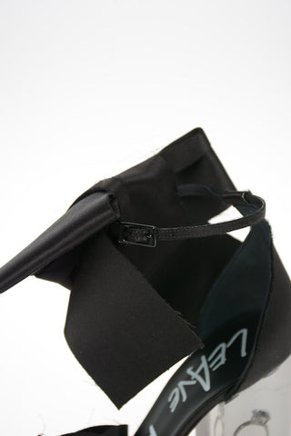 MM22 11cm Satin Ankle Strap Sandal with Plexiglass Heel