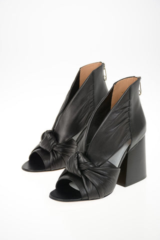 MM22 10cm Leather Open Toe Sandal with Zip Closure