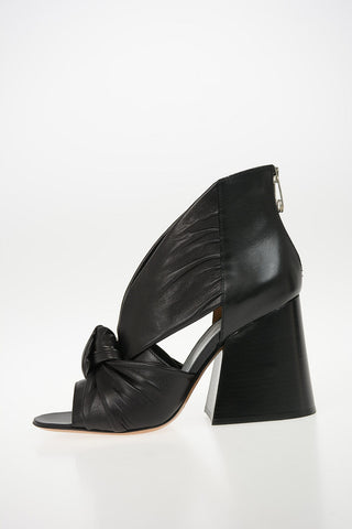 MM22 10cm Leather Open Toe Sandal with Zip Closure