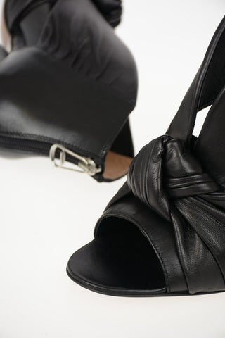 MM22 10cm Leather Open Toe Sandal with Zip Closure