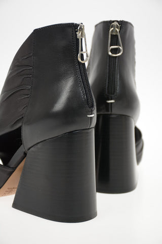 MM22 10cm Leather Open Toe Sandal with Zip Closure