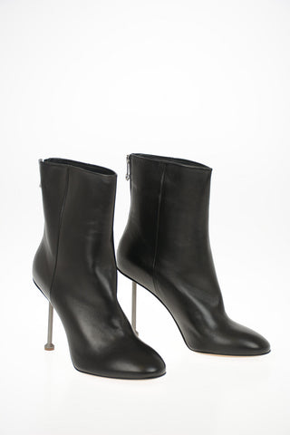 MM22 10cm Leather High Heel Ankle Boots