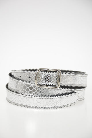 MM6 25mm Faux Leather Snake Printed Belt