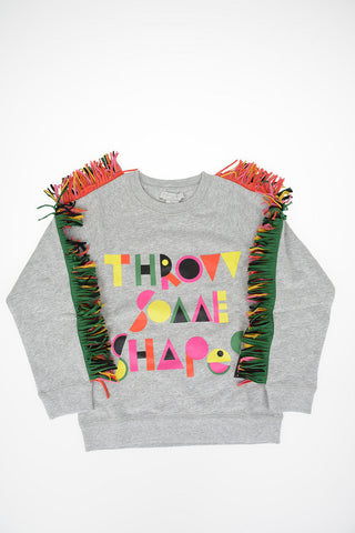fringed and print crew-neck sweatshirt