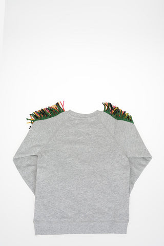 fringed and print crew-neck sweatshirt