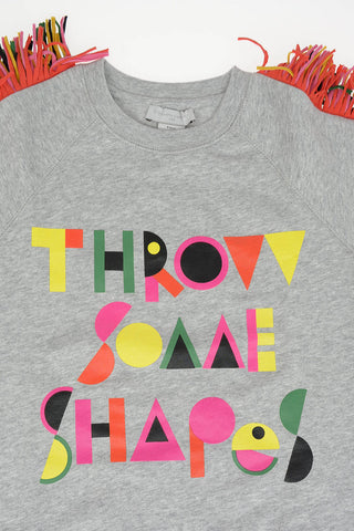 fringed and print crew-neck sweatshirt
