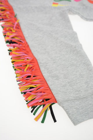 fringed and print crew-neck sweatshirt