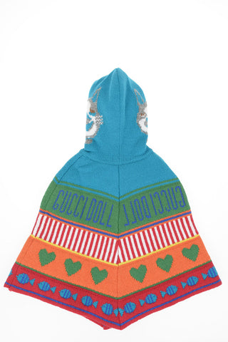 Poncho ricamato con Cappuccio