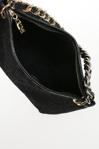 Faux Leather Laced and Crocodile Printed ILENIA Hobo Bag
