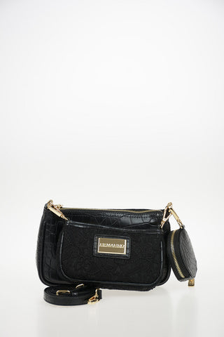 Faux Leather Laced and Crocodile Printed ILENIA Double Pouch