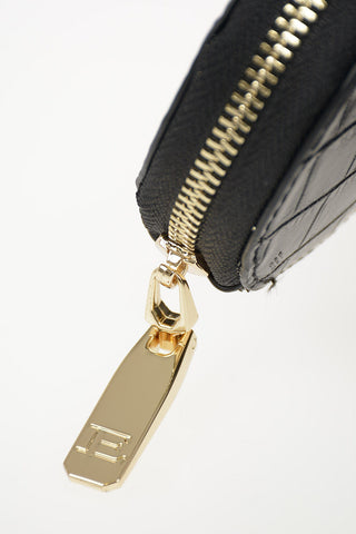 Faux Leather Laced and Crocodile Printed ILENIA Double Pouch