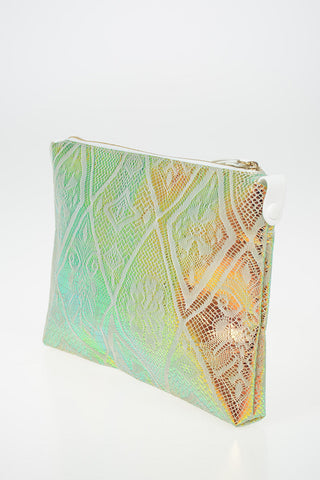 MM11 Leather macrame Lace Clutch