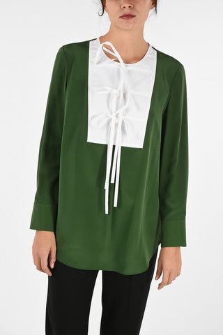  Silk Pin Tuck Blouse 