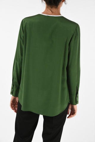  Silk Pin Tuck Blouse 