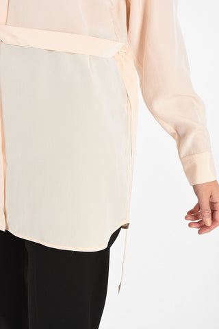 Collarless Silk Shirt With Hidden Closure