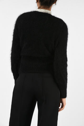 Rabbit Hair Sweater With Jewel Buttons