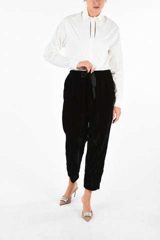 MY PANTS Pantalone Relaxed Fit a Vita Alta in Velluto