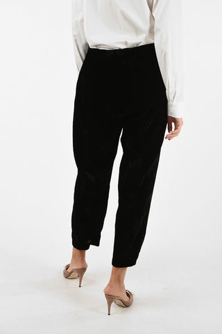 MY PANTS Pantalone Relaxed Fit a Vita Alta in Velluto