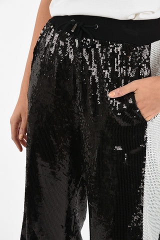 Sequined Joggers with Elastic Waist Band