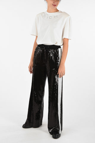 Sequined Joggers with Elastic Waist Band