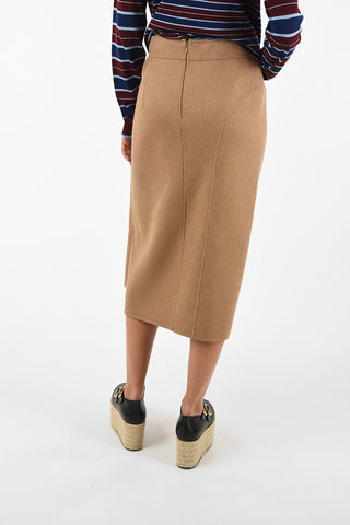 Gonna In Lana Vergine con Chiusura Zip Sul Retro